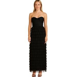 Hello Molly Lovers In Paris Strapless Ruffle Maxi Dress Size 6 NYE Holiday